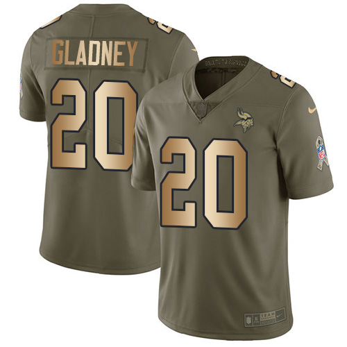 Nike Vikings #20 Jeff Gladney Olive/Gold Youth Stitched NFL Limited 2017 Salute To Service Jersey